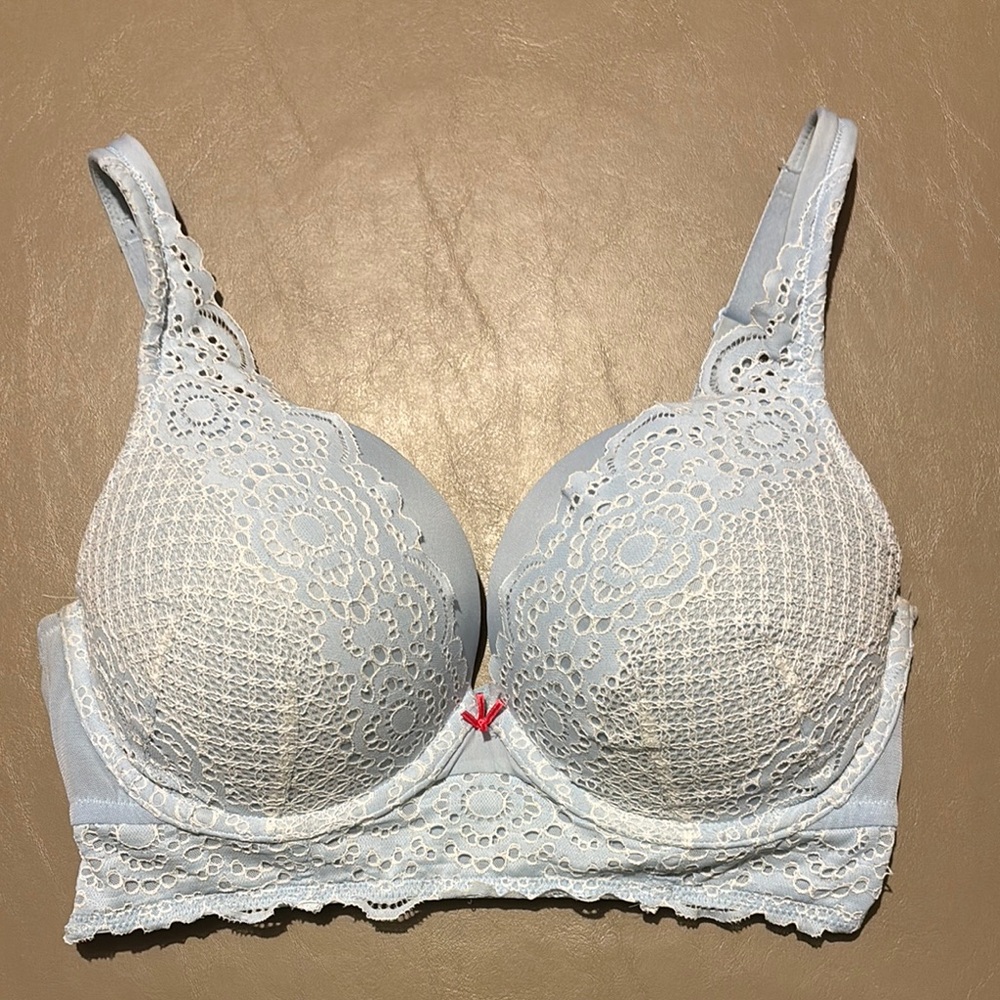 Lace Overlay Light Blue Woman's Bra